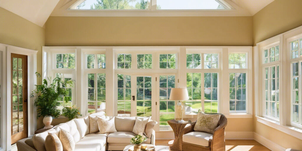 sun room in affluent home with sunlight